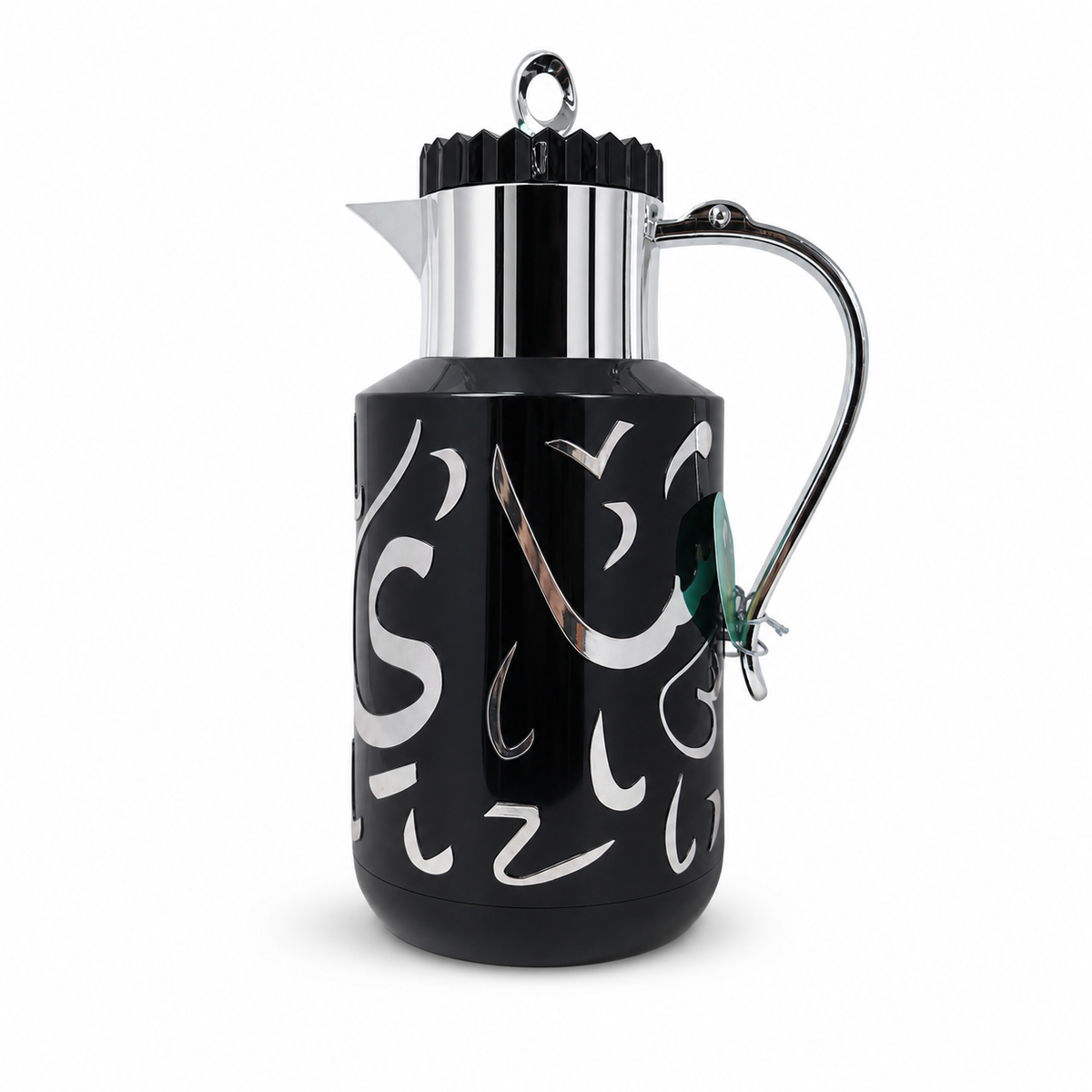 Elegant Arabic Calligraphy Black Thermos Flask 1L - Premium Stainless Steel Insulated Pitcher