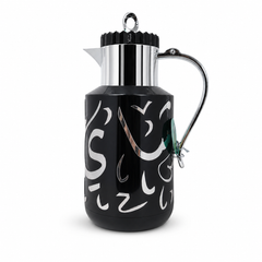 Elegant Arabic Calligraphy Black Thermos Flask 1L - Premium Stainless Steel Insulated Pitcher