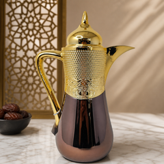 Elegant Gold-Plated Arabic Coffee Dallah - Traditional Middle Eastern Teapot for Authentic Brewing