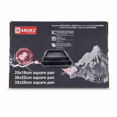 BAROLY Non-Stick Stone Style Square Pan Set of 3 – 25x18cm, 30x22cm, 35x25cm