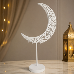 Moon Crescent Metal Lantern Stand Elegant Home Decor