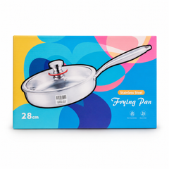 28cm Stainless Steel Frying Pan with Lid - Durable & Easy to Clean