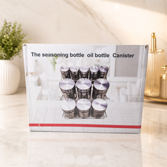 12-Piece Stainless Steel Spice Rack Set with Oil and Seasoning Bottles