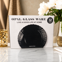 32-Piece Black Opal Glass Dinnerware Set Elegant Home Dining Collection