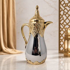 Luxurious Gold-Plated Arabic Coffee Pot Steel Dallah - Traditional Design