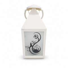 Elegant White Lantern with Artistic Arabic Calligraphy Design