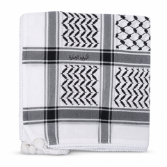 Classic Black and White Premium Keffiyeh Scarf with Embroidered Detail