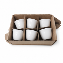 Set of 6 Premium White Ceramic Espresso Cups, 3 oz