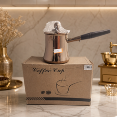 Copper Turkish Coffee Pot with Black Handle – Elegant Design for Authentic Brewing
