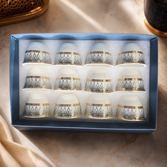 12-Piece Elegant Moroccan Tea Cup Set with Gold Trim
