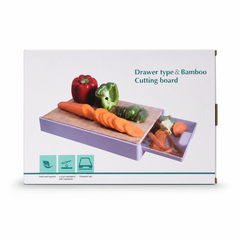 Bamboo Drawer Cutting Board with Removable Tray for Easy Veggie Prep