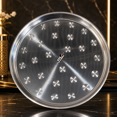 Stainless Steel Round Serving Tray with Etched Design