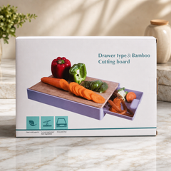 Bamboo Drawer Cutting Board with Removable Tray for Easy Veggie Prep