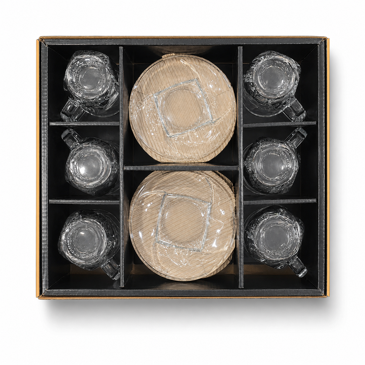 12-Piece Glass Cup and Saucer Set – Elegant Crystal Clear Design for Tea Party or Coffee Gathering