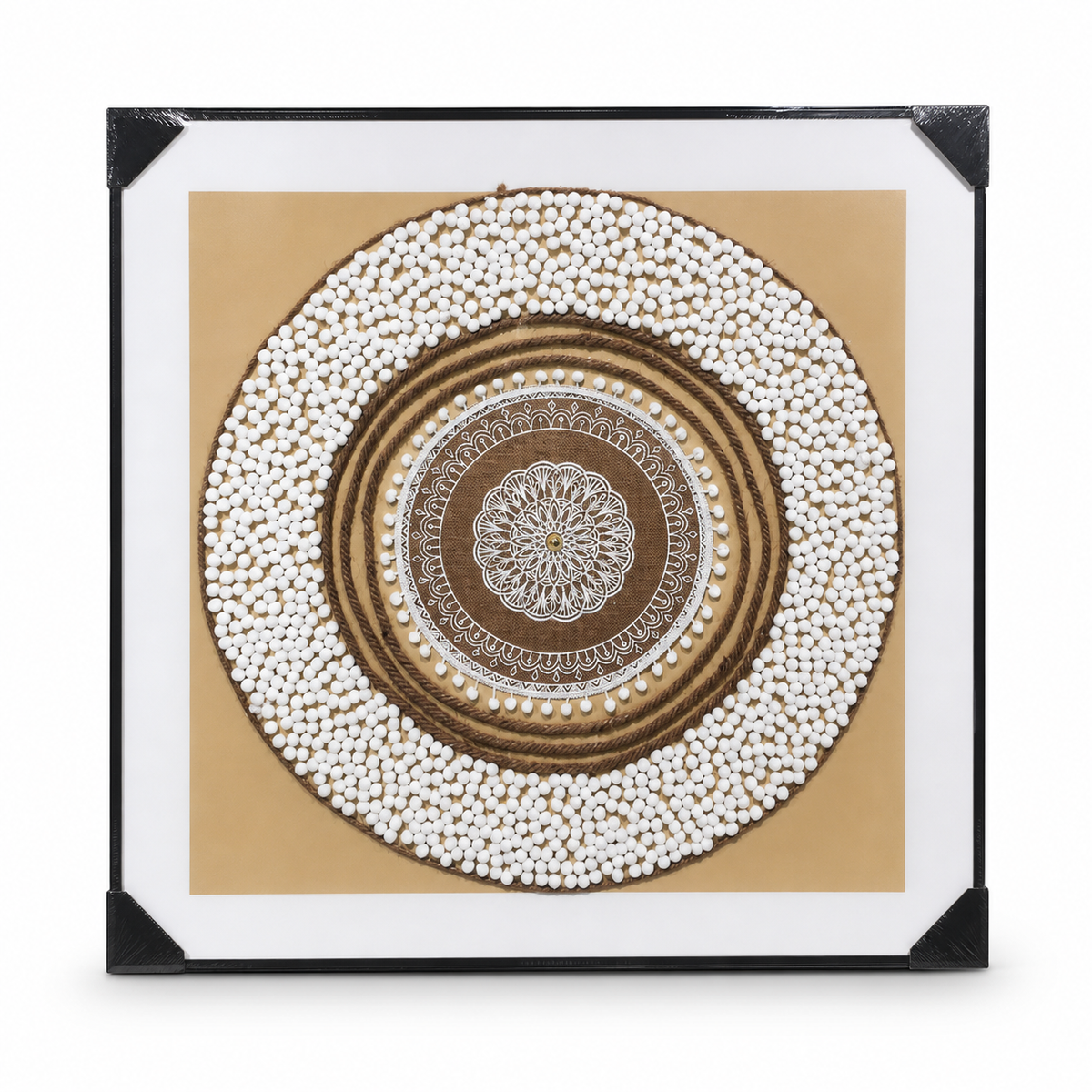 Decorative Mandala Art Frame with Natural Jute and Luxury Beadwork