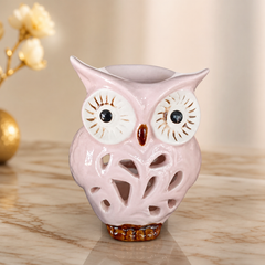 Ceramic Owl Cutout Tealight Holder Lantern Pastel Pink Home Decor Gift