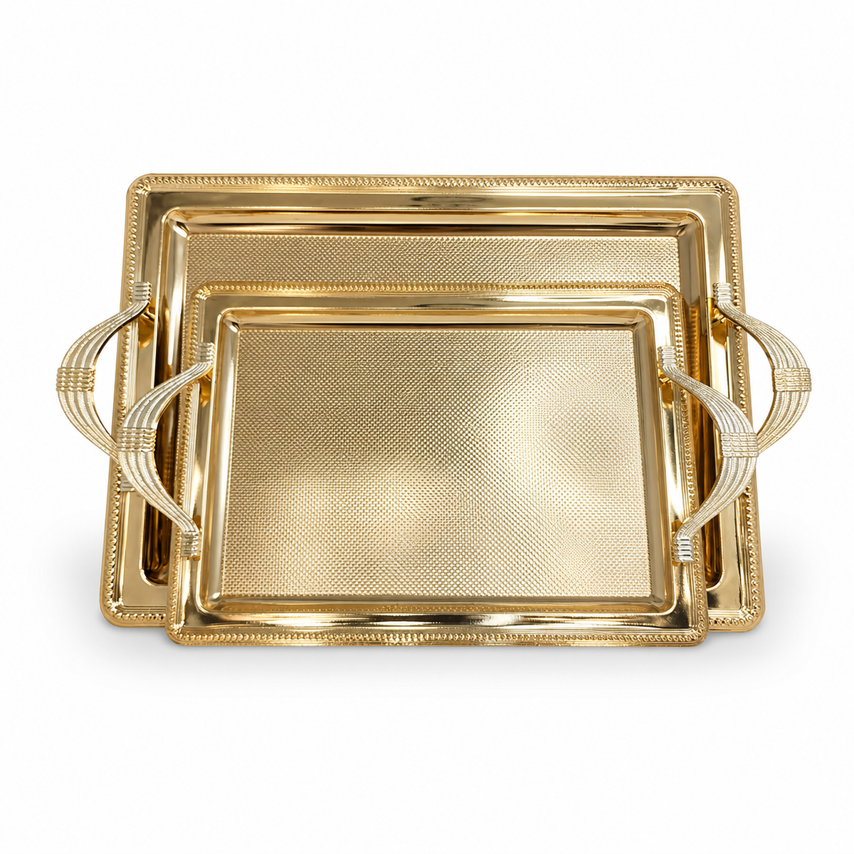 Elegant Gold-Plated Serving Tray Set with Handles – Perfect for Entertaining