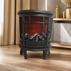Vintage Wood-Burning Style Electric Stove Heater with Realistic Flame Effect