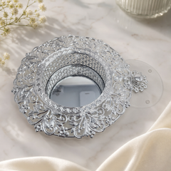 Elegant Silver Decorative Lotus-Shaped Crystal Candy Dish with Lid