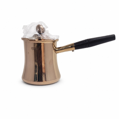 Copper Turkish Coffee Pot with Black Handle – Elegant Design for Authentic Brewing