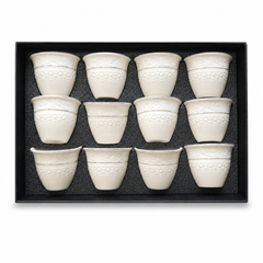Elegant Porcelain Espresso Cup Set of 12 with Textured Design